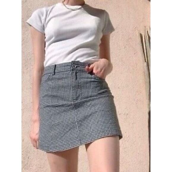 Brandy Melville Dresses & Skirts - Brandy Melville John Galt Black & White Juliette Gingham Check 5-pocket Style Mi